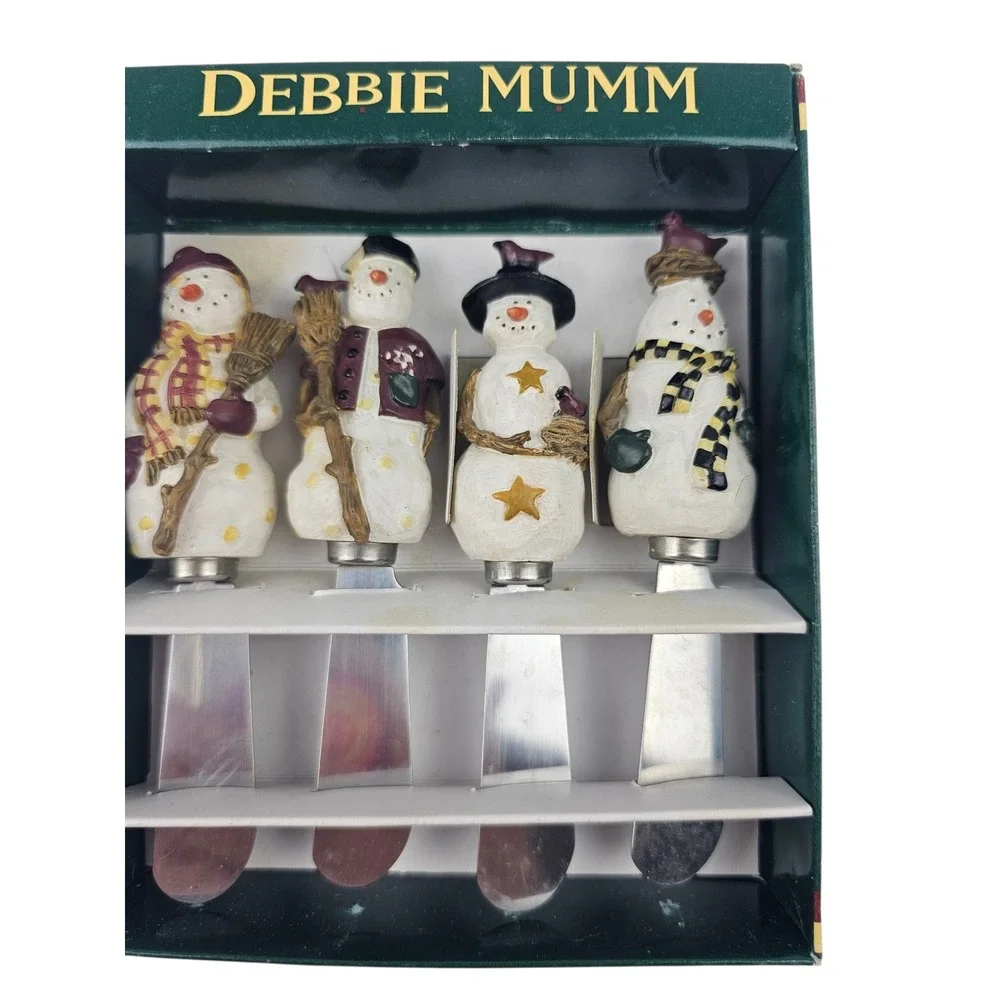 Debbie Mumm Snowman Spreader Knives Set Holiday Winter Cheese Spreaders‎